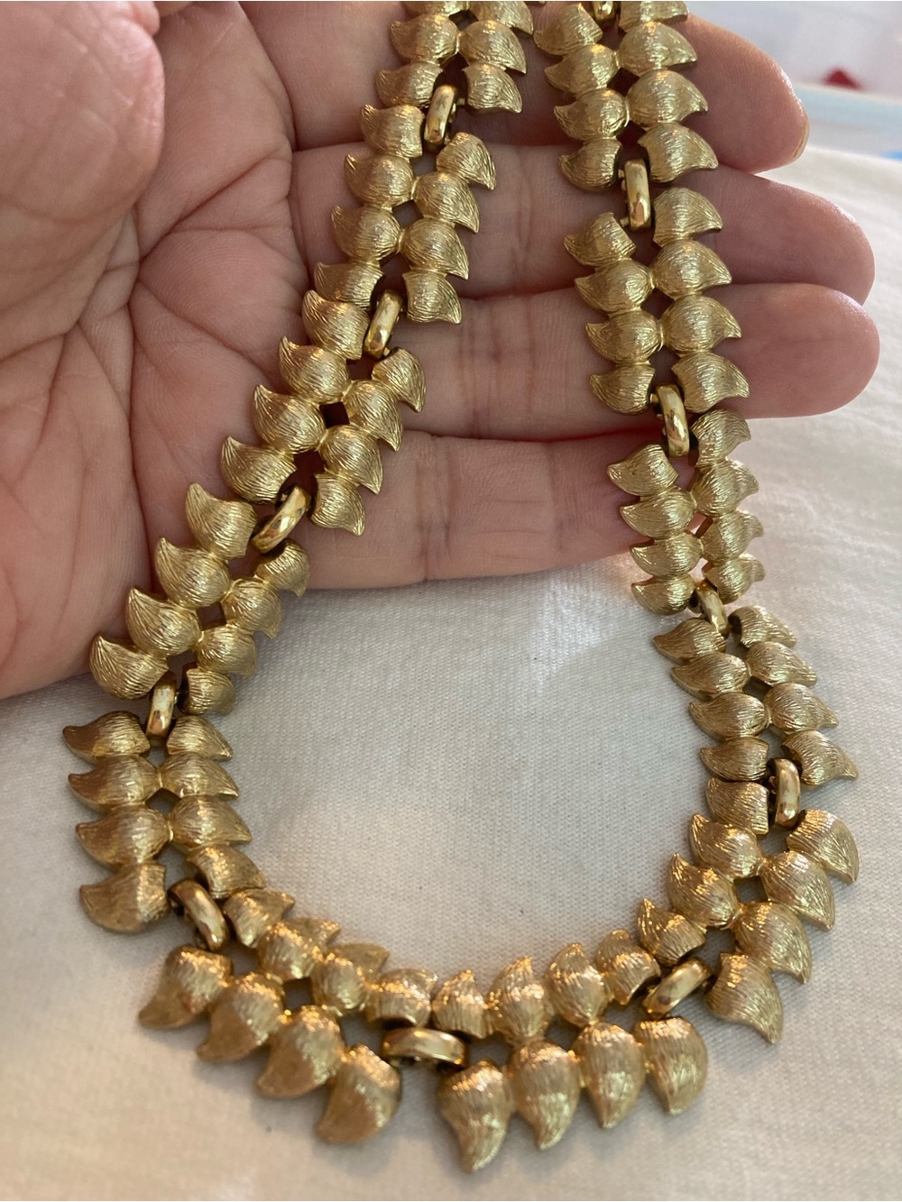 Monet Signed Gold Tone Statement Necklace
